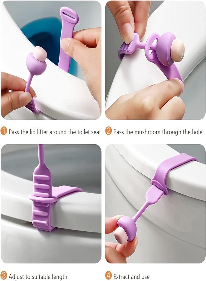 Newvent® 4Pcs Silicone Toilet Seat Cover Lifter | Self-Adhesive Toilet Seat Holder For Bathroom Accessories | Toilet Seat Cover Sport Lifter Clip (Multicolor) - Image 3